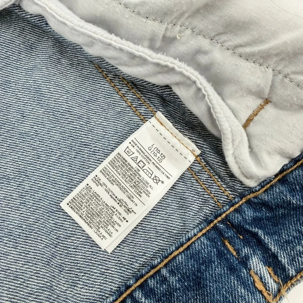 Old Navy Kids Blue Denim Trucker Jacket Light Wash Size L 10-12 Built-In Tough